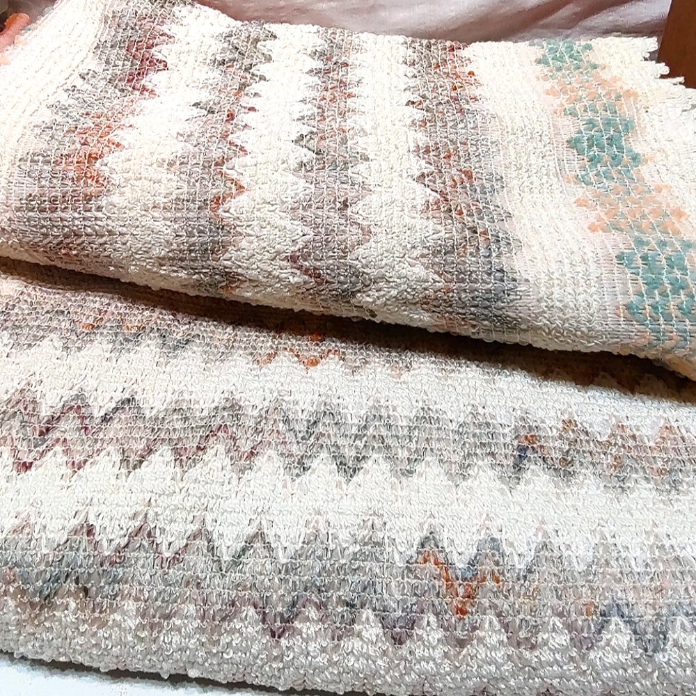 70's pastel zig zag design groovy hippie curtains